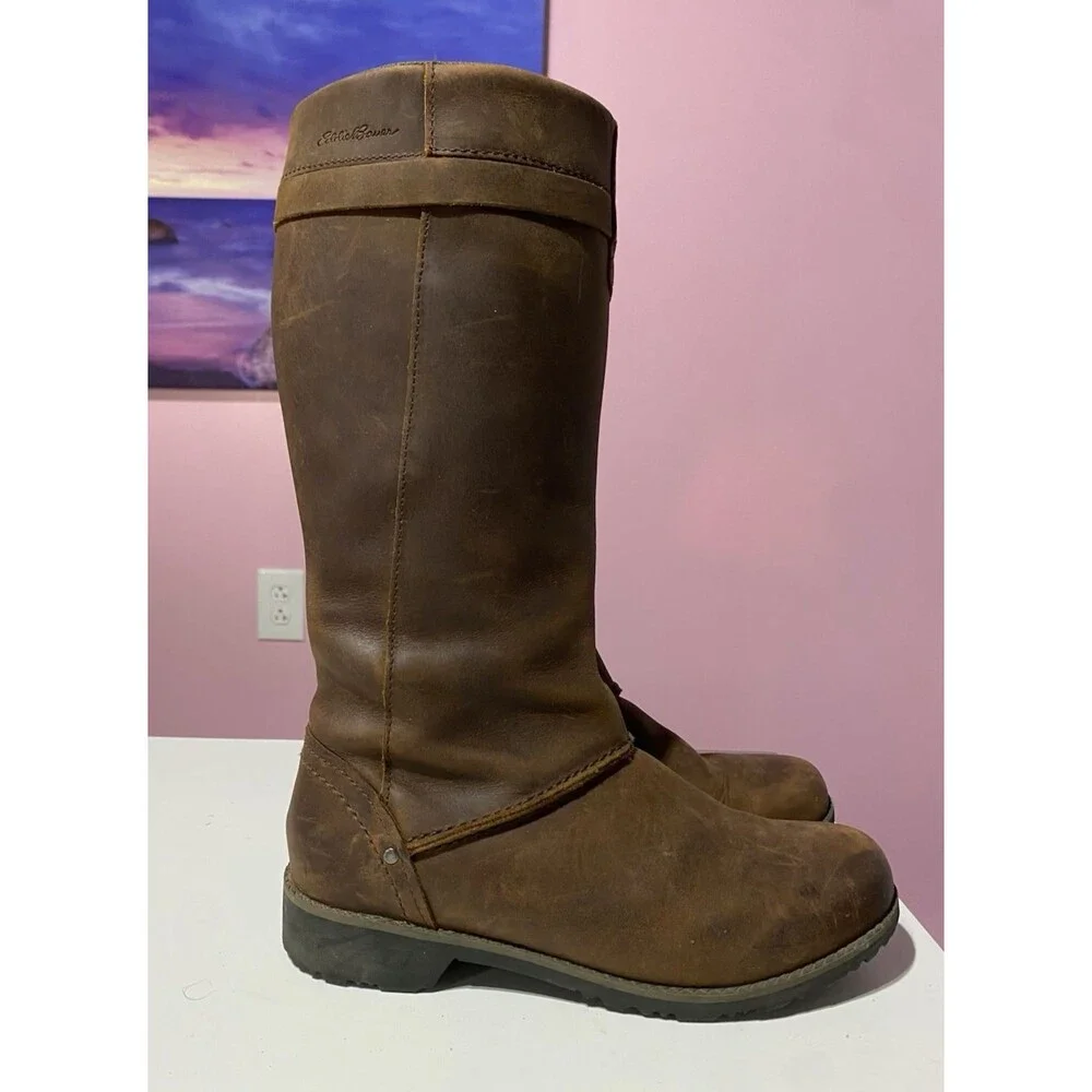 Eddie Bauer Boots Womens 7 Espresso Trace Leather Riding‎ Boho Equestrian Tall